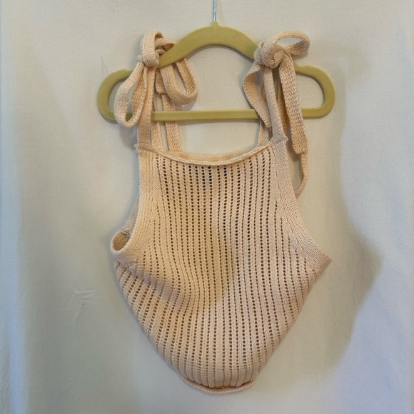 Lulus Beige Knitted Cropped Tank - Picture 2 of 9